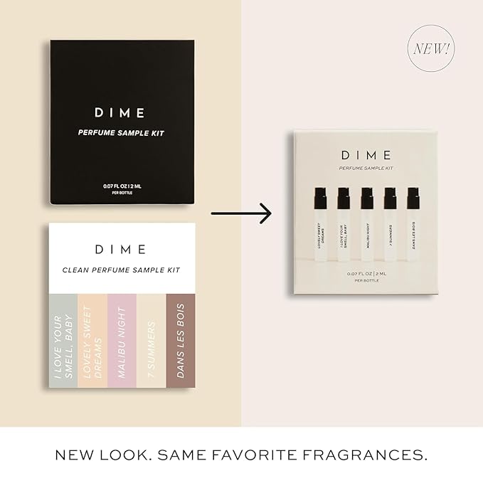 DIME Beauty Perfume Sampler Kit - Set of 5 Travel Size Perfumes for Women, Clean Fragrance Discovery Set, Eau de Toilette with Organic Sugar Cane Alcohol, Vegan, 5 x 2 ml