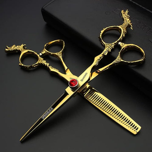 6/7-inch professional hairdresser set, stainless steel scissors hairdresser's exclusive hairdresser. (6 inch-2pc-C)