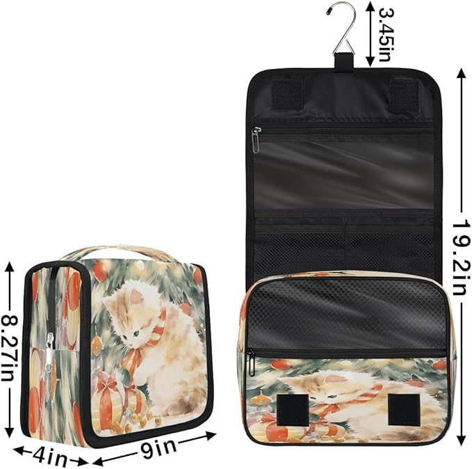 YoYoYuchong Travel Toiletry Bag for Women & Men Cute Animal Cat Art Hanging Cosmetic Organizer Portable Waterproof Makeup Case Make Up Bag with Compartments Travel Essentials for Bathroom Shower