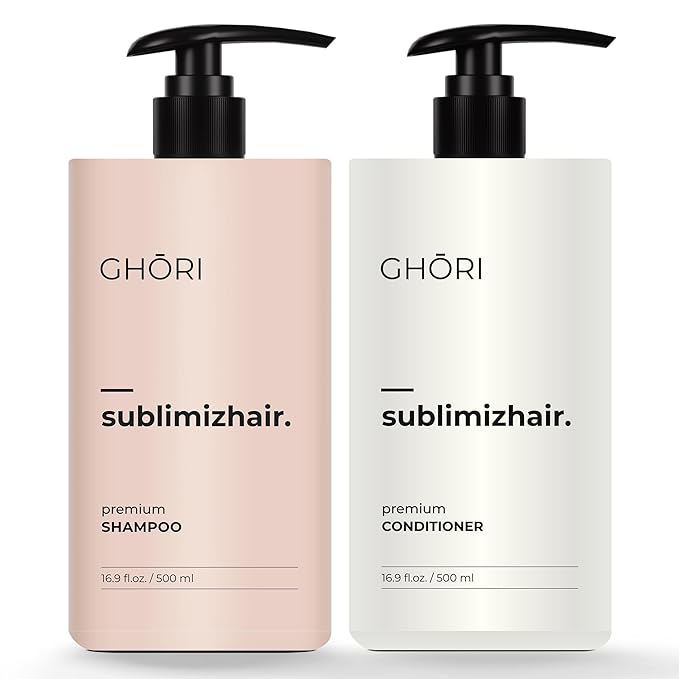 Ghori Sublimizhair Premium Korean Herbal Shampoo & Conditioner| Hanbang Formula| pH Balanced for Gentle Scalp Cleansing | Detangles, Damaged Strands | Deep Hydration & Frizz Control, 16.9 fl oz
