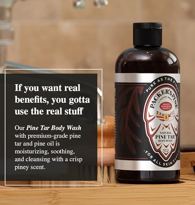 Packer's Pine Tar Body Wash for Men & Women | Soothing Pine Tar Shower Gel for Psoriasis, Eczema & Itchy Skin | Natural Pine Tar & Oils | Paraben & Sulfate-Free, 16 fl oz, 2 Pack