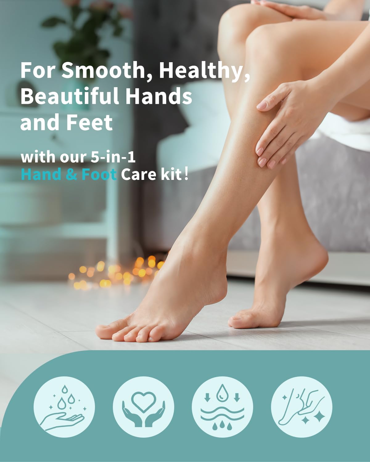 Foot Care Kit - Tea Tree Oil, Urea Cream 40%, Salt Scrub, Serum, Heel Socks