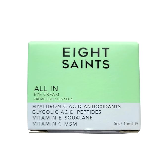 Eight Saints Skin Care All In Eye Cream, Anti Aging Eye Cream to Reduce Puffiness, Wrinkles, & Eye Bags, Dark Circles Eye Treatment, with Hyaluronic Acid, Vitamin C, & Peptides, 0.5 Ounces