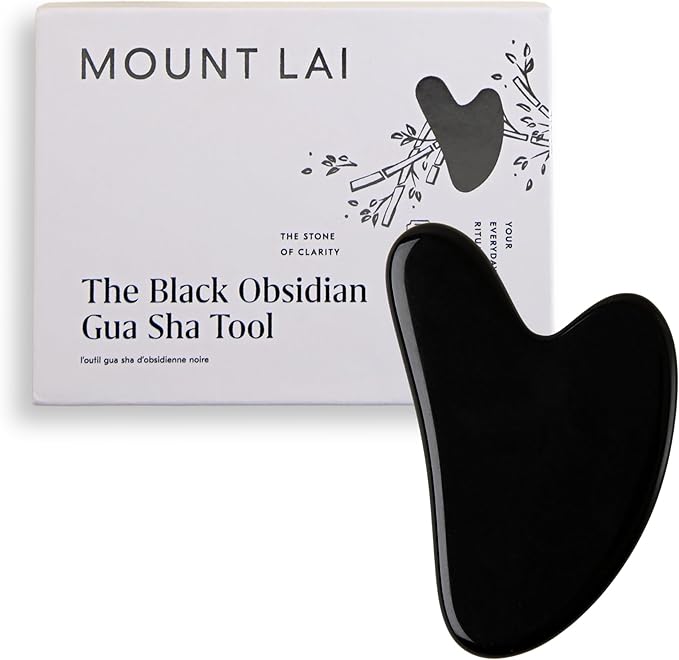 Mount Lai -The Black Obsidian Gua Sha Facial Lifting Tool | Face Sculpting Tool for Skin Care | Guasha Tool for Face and Body | Facial Massage Tools to Relieve Muscle Tension and Reduce Puffiness