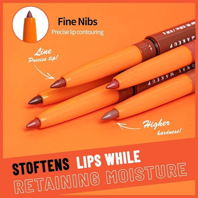 KXmzeG Matte Lip Liner Pencil for Shaping Lips, Retractable Creamy Brown Crayon LipLiner Pencil, Long Lasting Waterproof Lipstick Lip Liner Makeup, Vegan Beauty 04#