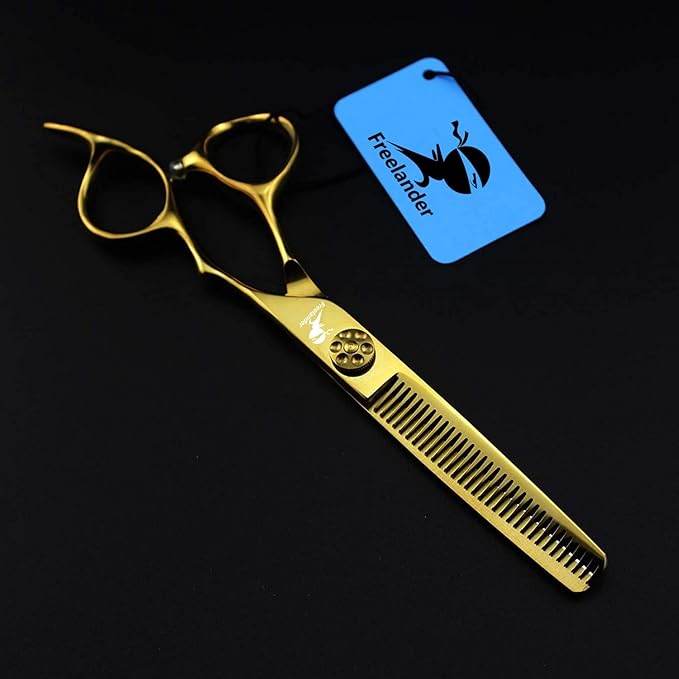 ROCOCO 6.0 Inch Hand Sharpened Hair Cutting Shears Set with Case - Golden