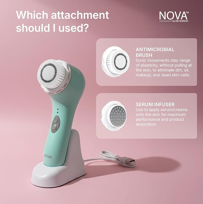 Spa Sciences NOVA - Sonic Cleansing Face Brush & Infusion System - Mint