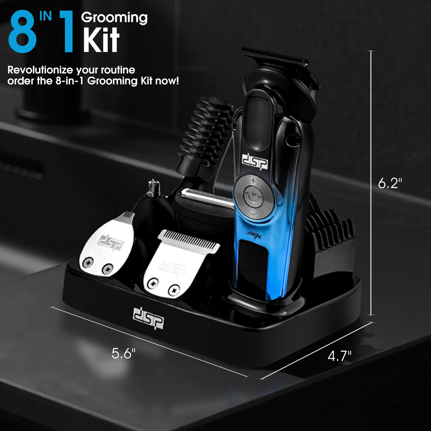 DSP 6-in-1 Grooming Kit for Men, Cordless Rechargeable Trimmer Set