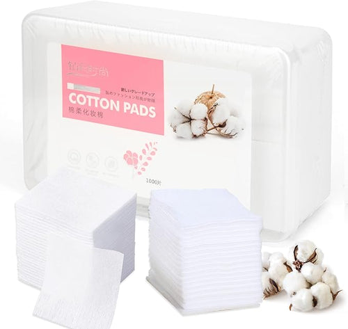 1000 PCS Thin Makeup Facial Cotton Pads, Square Facial Lips Eyes Makeup Remover Pads, Nails Polish Remover Cotton Pads, Non-Woven, Soft, Lint Free