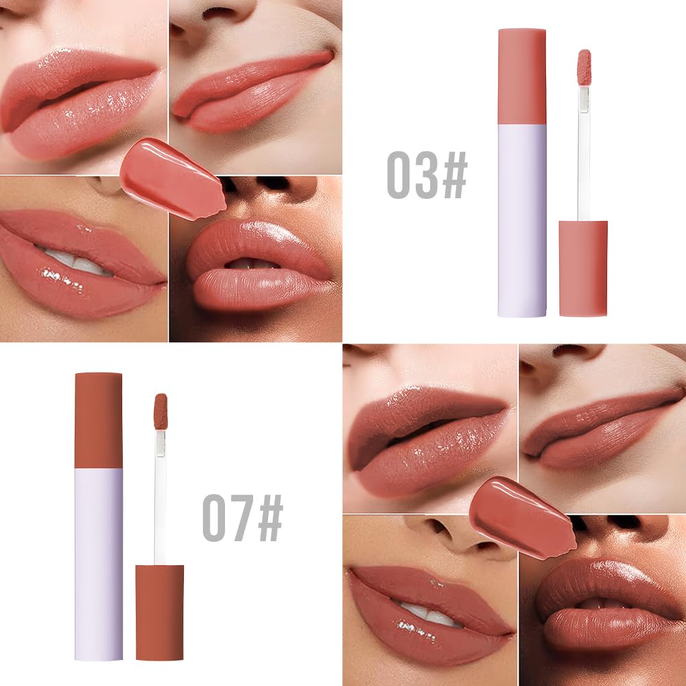 Hxssll Nourishing High-Shine Lip Gloss Set,Hydrating & Moisturizing Lip Tint, Non-Sticky, Long-Lasting Glossy Lip Stain,Softens & Plumps Lips for Smooth,Gentle Formula for Dry Lips,03+07