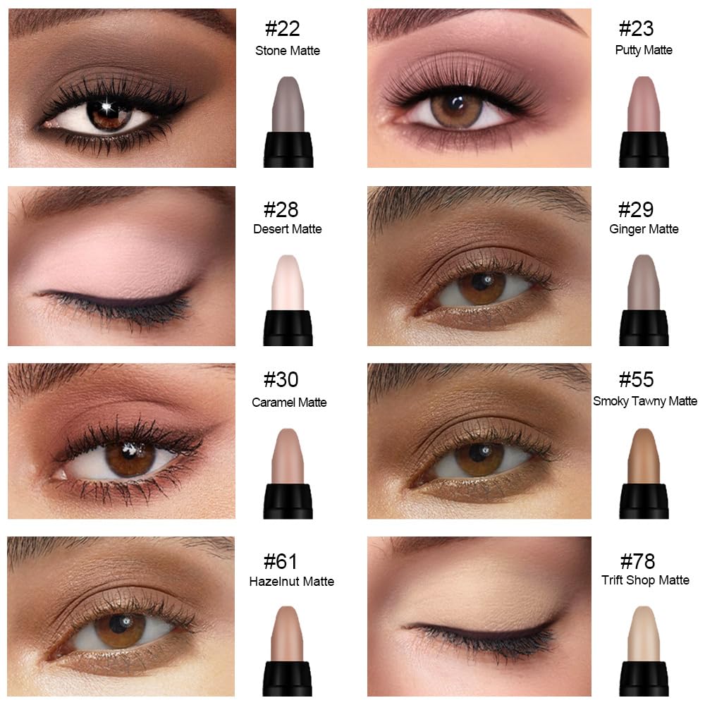 IATMOMOD 8Pcs Cream Eye Shadow Sticks Makeup for Women, Matte Shimmer Eyeliner Pencil Eyeshadow Brightener Stick for Eyes, Waterproof Eyeshadow Applicator Blendable sombras para ojos Set12#