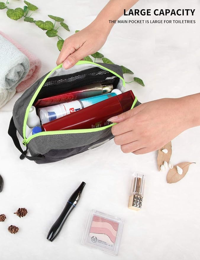 GOX Travel Small Toiletry Bag for Men Nylon Dopp Kit Medicine Bag Travel Organizer Pouch Shave Kits for Teens Toiletry Essentials Bathroom Compact (Black, 9.8 * 4.3 * 3.3 Inches)