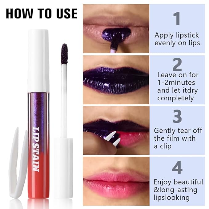 IATMOMOD Matte Liquid Lip Stain Peel Off Lip liner Tattoo with Tweezer, Maroon Red Liquid Lipstick Lipstain Long Lasting Waterproof for Women, Highly Pigmented Not Faded Smudge-proof Easy to Apply, 01