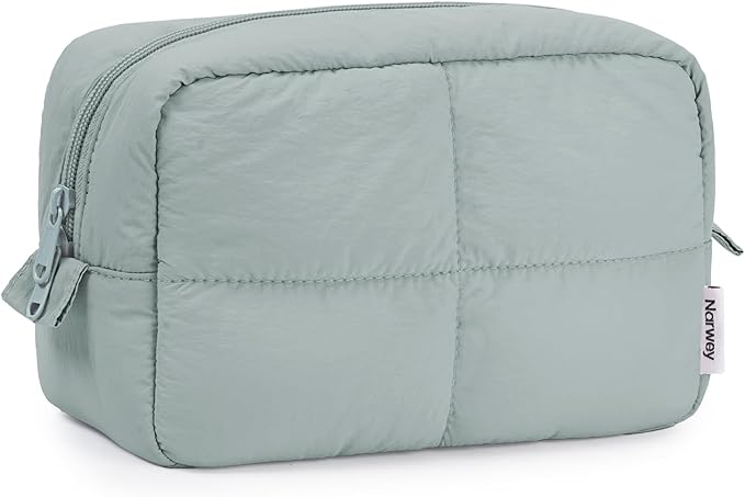 Narwey Puffy Makeup Bag Travel Toiletry Bag, Cute Cosmetic Bag for Women