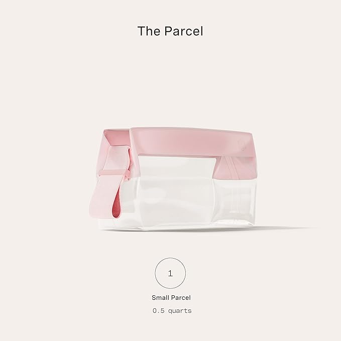 Cadence Parcel - Clear Travel Kit with Zipperless Magnetic Closure - Rose, Small - Durable, Leak-Resistant and TSA Approved Toiletry Bag - Modular Organization - Recycled TPU (.5 Qt)