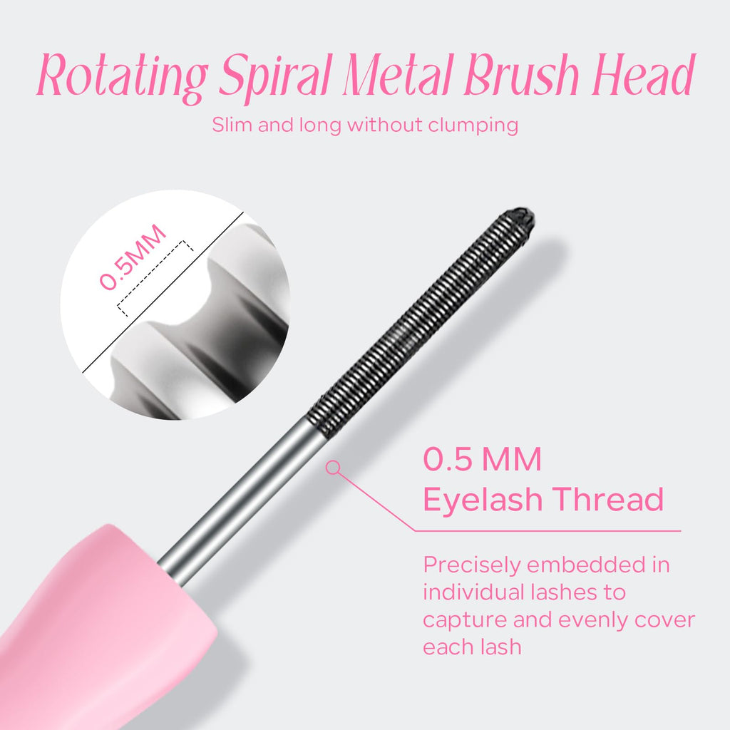 KYDA 2 Pcs Double Ended Metal Mascara, Volumizing Lengthening Clump-Free Black Mascara, Waterproof Formula for Dramatic Lashes, Curling, Washable Eyelash Makeup