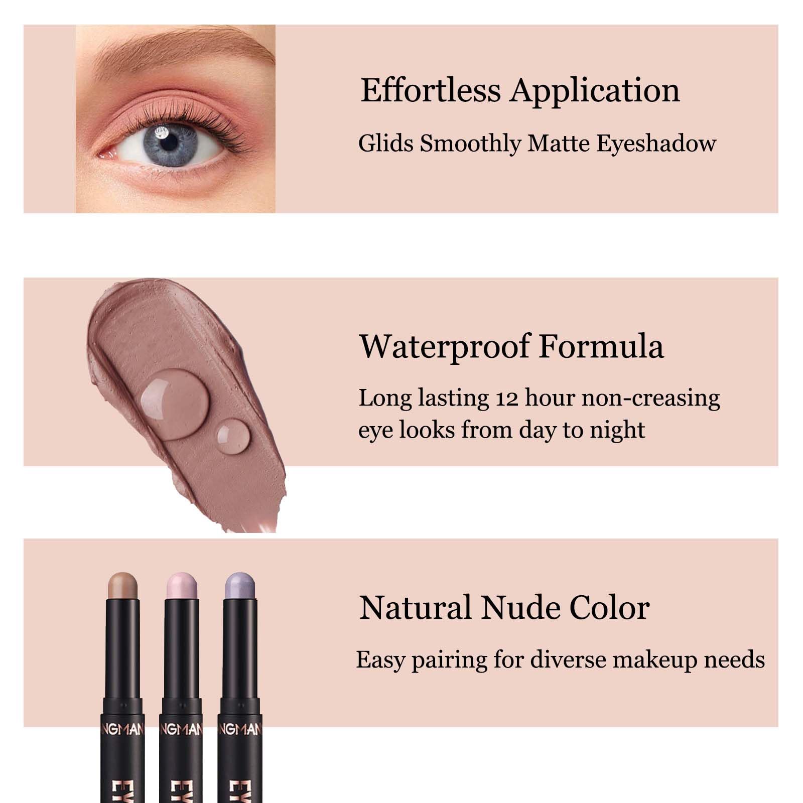 Wavuketu Cream Eyeshadow Stick Blendable Shimmer Eyeshadow Long Lasting High Pigment Eye Shadow Sticks,Waterproof Hypoallergenic eyeshadow Pencil (16#)