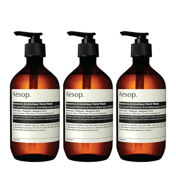 Aesop Reverence Aromatique Exfoliating Hand Wash | Exfoliating Hand Soap with Finely Milled Pumice | Gentle Cleanser & Skin-Smoothing Formula with Vetiver, Petitgrain & Bergamot | 500mL / 16.9 oz