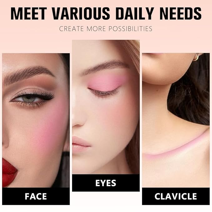 HHLTOH Rose Pink Matte for Face Cheeks Blush, Natural Cream Blushes Makeup Palette, Dark Monochrome Blush Creamy Powder Palette Makeup for Older Women, Blushes Eyeshadow Foundation for Every Day 05