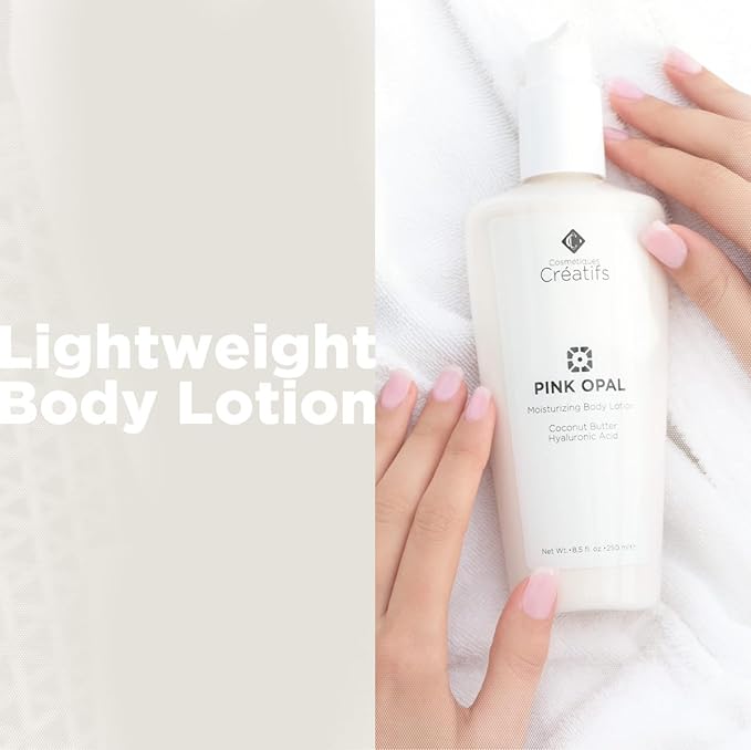 Cosmétiques Créatifs Pink Opal Moisturizing Shimmering Body Lotion with Coconut Butter and Hyaluronic Acid, 8.5 fl. oz.