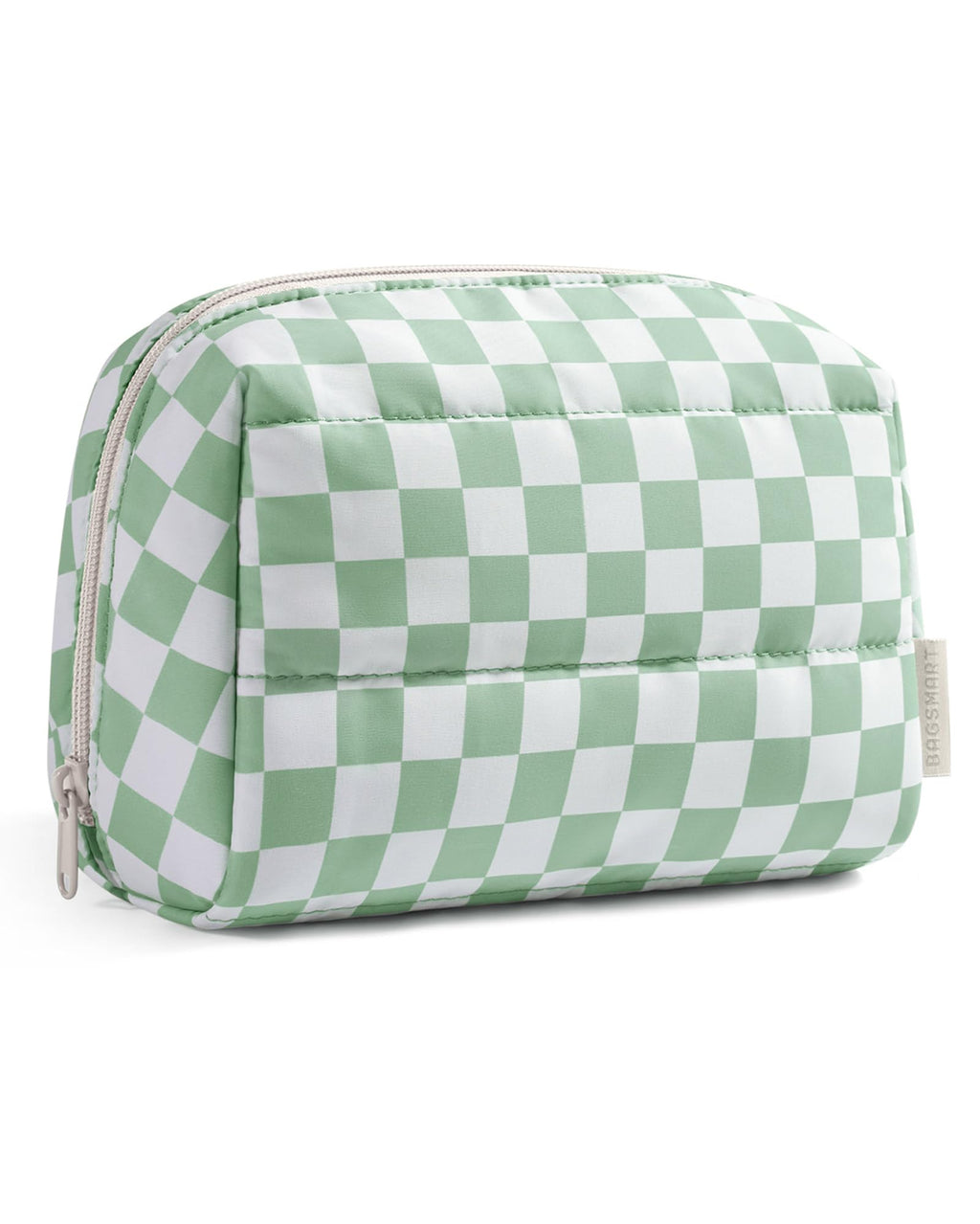 BAGSMART Puffy Makeup Bag, Wide Opening Cosmetic Organizer, Soft Water-Resistant Travel Toiletry Pouch for Women for Purse, Compact & Spacious