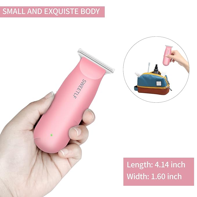 SweetLF Hair Clippers, Silent Cordless Hair Trimmer, Mini Hair Cutting Kit with 3 Guide Combs, Portable & USB Rechargeable Haircut Clippers for Men Women Kids (Pink)
