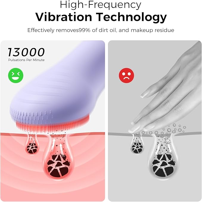 Ccigedy Face Scrubber, Electric Facial Cleansing Brush (Purple)