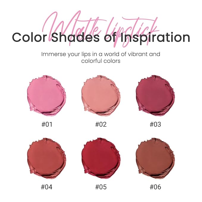 evpct Nude Brown Matte Creamy Lipstick for Women, Long Lasting Waterproof Velvet Lipstick, Lip Stick Crayon Buildable Blendable Creamy Color, Longwear Lip Makeup Cruelty-free 24 hours original, 06