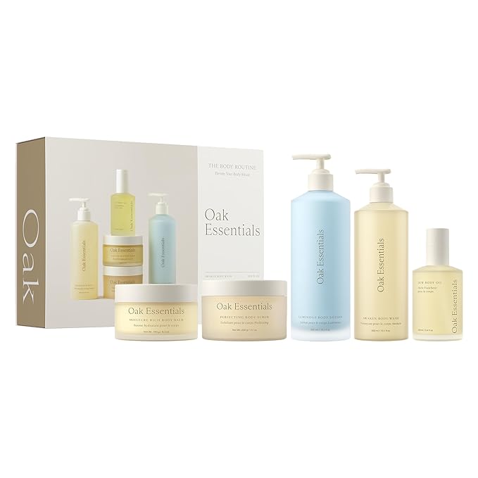 Oak Essentials The Body Routine, 5-Piece Body Care Set, Full Sizes