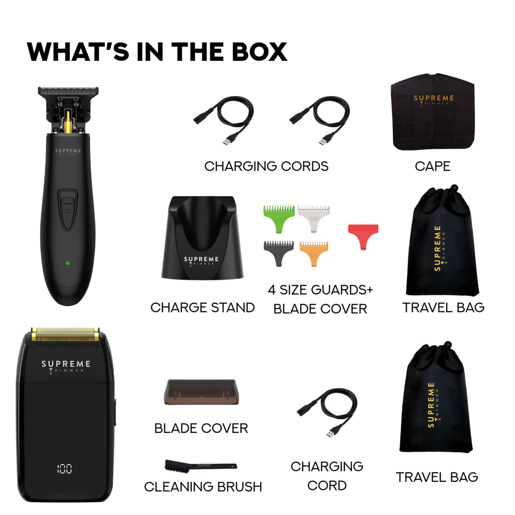Supreme Trimmer 2-in-1 DLC T-Shaper Beard & Hair Trimmer + Crunch Lite Foil Shaver | Barber-Grade Precision & Travel Kit | Cordless Beard Grooming Set
