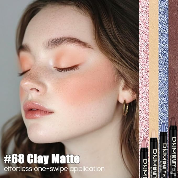 IATMOMOD Nude Pink Matte Cream Eye Shadow Stick Makeup for Women, Nude Pink Matte Eyeliner Pencil Eyeshadow Brightener Stick for Eyes, Waterproof Eyeshadow Applicator Blendable sombras para ojos 68#