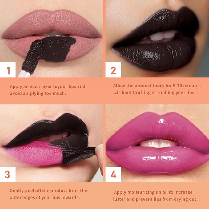 Deep Raspberry Peel Off Lip Gloss Tattoo and Lip Oil, Lip Stain Peel Off Masque - Peel Off Lip Tint,Long Lasting Waterproof Transfer-proof Lip Mask Lip Gloss Peel Off Lip Liner,Stay Lip Makeup 05#
