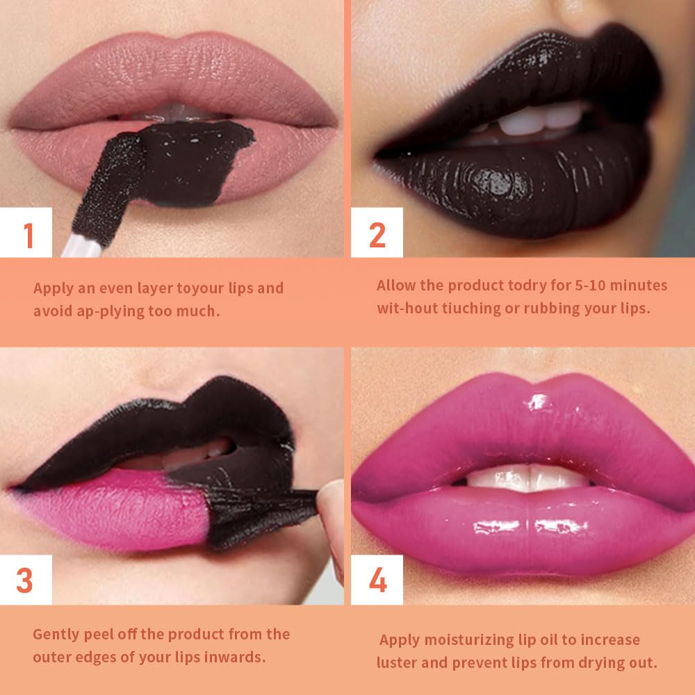 Deep Raspberry Peel Off Lip Gloss Tattoo and Lip Oil, Lip Stain Peel Off Masque - Peel Off Lip Tint,Long Lasting Waterproof Transfer-proof Lip Mask Lip Gloss Peel Off Lip Liner,Stay Lip Makeup 05#