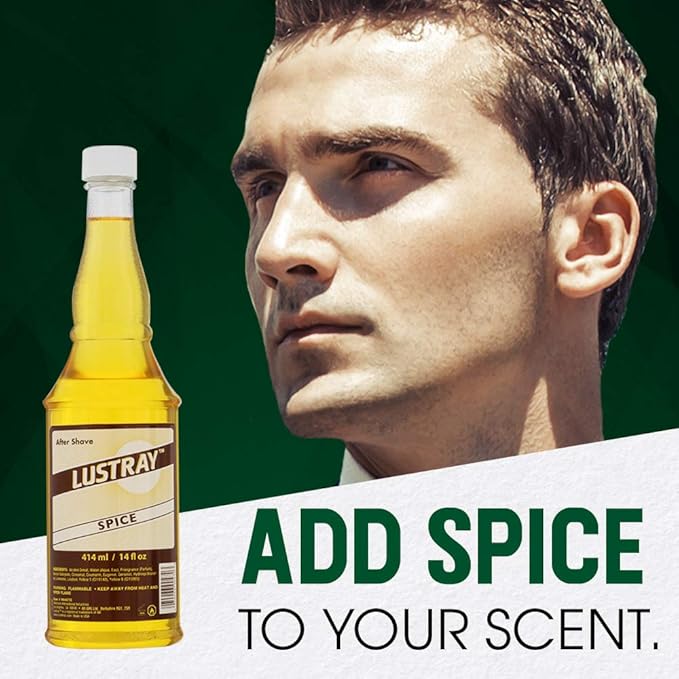Clubman Lustray Spice After Shave Lotion – Classic Men's Aftershave for Razor Burn Relief, Refreshes & Soothes Skin After Shaving, 14 oz