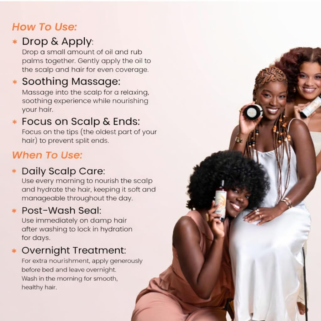 Afrocenchix Soothe Scalp Oil – Growth Oil Treatment for Afro & Curly Hair – Itchy Scalp Relief, Moisture, Vegan – 100ml