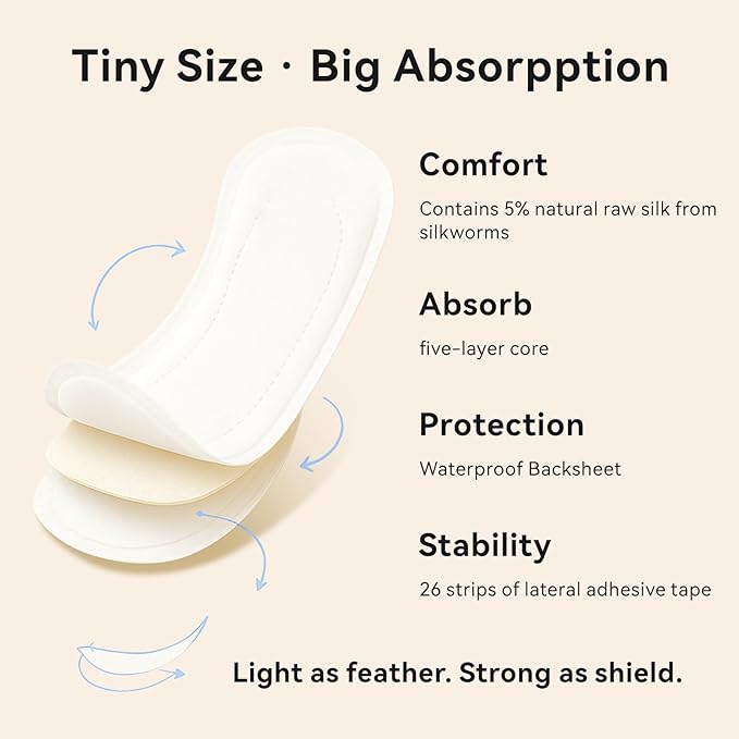 MODAL Panty Liners for Women, Unscented Sanitary Pads Without Wings, Daily Thin Panty Liners, 6.1 Inch(155 mm), Regular, 20 Count