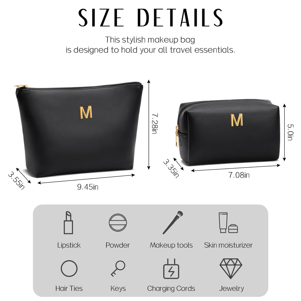 CLOUDWINGS Gifts for Women Girls Personalized Initial Travel Makeup Bag