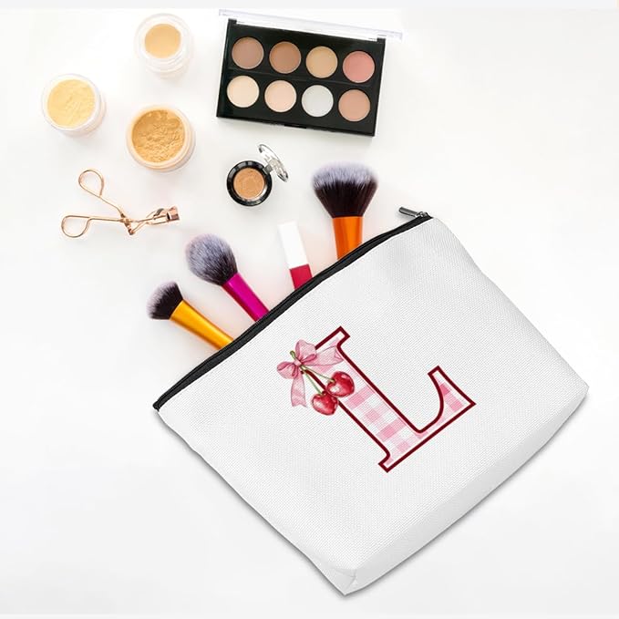 CQM Cherry Bag Initial L Makeup Bag Cherry Gifts for Women Cosmetic Bags