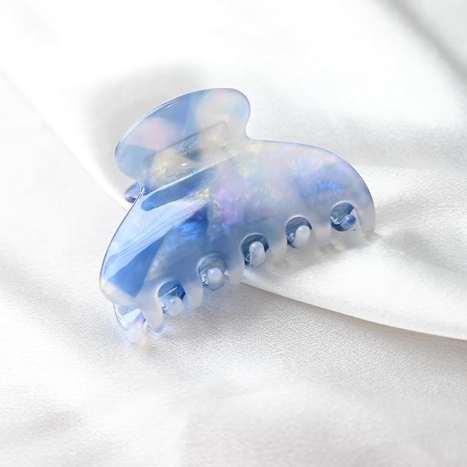 Prettyou Handmade Celluloid Acetate French Design Barrettes Tortoise Shell Claws Hair Claw Luxury Fashion Accessories Hair Clip for Women (aespa blue)