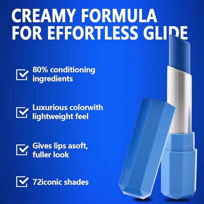 IATMOMOD Neutral Blue Cream Matte Lipstick Stick 15#, Longwear Full Coverage Velvet Lip Color, Waterproof Multi-Use Lip & Cheek Makeup for Party & Daily Wear, Labial con color mate para uso diario