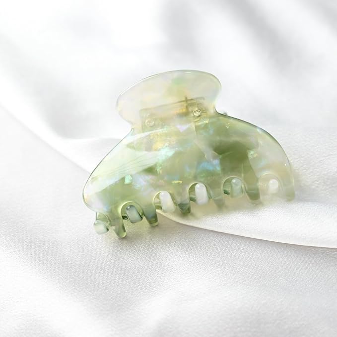 Prettyou Handmade Celluloid Acetate French Design Barrettes Tortoise Shell Claws Hair Claw Luxury Fashion Accessories Hair Clip for Women (transparent green)