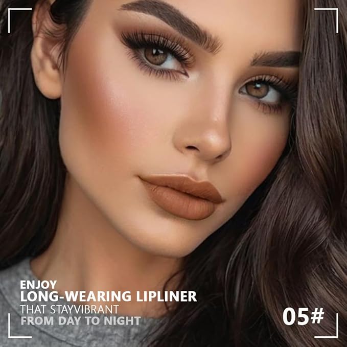 FeiCuiYun Matte Calligraphy Liquid Lip Liner Lipstick Pencil, Chocolate Long-Lasting Transfer-Proof Lip Stain, Lightweight Lipstick, Sheer Buildable Color, Fades to a Natural Wash of Colors