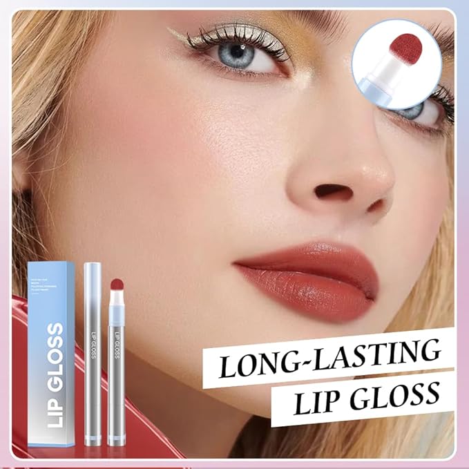 Hxssll Cushion Lip Gloss Matte Lip Tint – Long-Lasting Lightweight Color, Soft Plush Applicator for Gradient Blurred Lips, Non-Sticky Velvet Finish Hydrating Lip Stain 06#–Mocha Brown