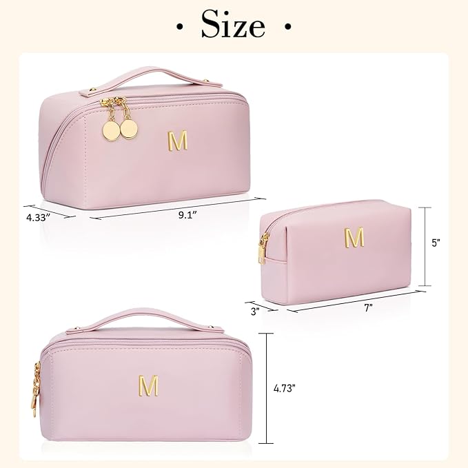 CLOUDWINGS Initial Makeup Bag Personalized Gift for Women Teen Girls