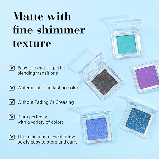 FeiCuiYun Shimmer Single Eye Shadow Palette Makeup, Mint Green Shimmer Monochrome Eyeshadow Halloween Birthday Party Wear For Green Blue Eye, Pigmented Waterproof Sombras Para Ojos