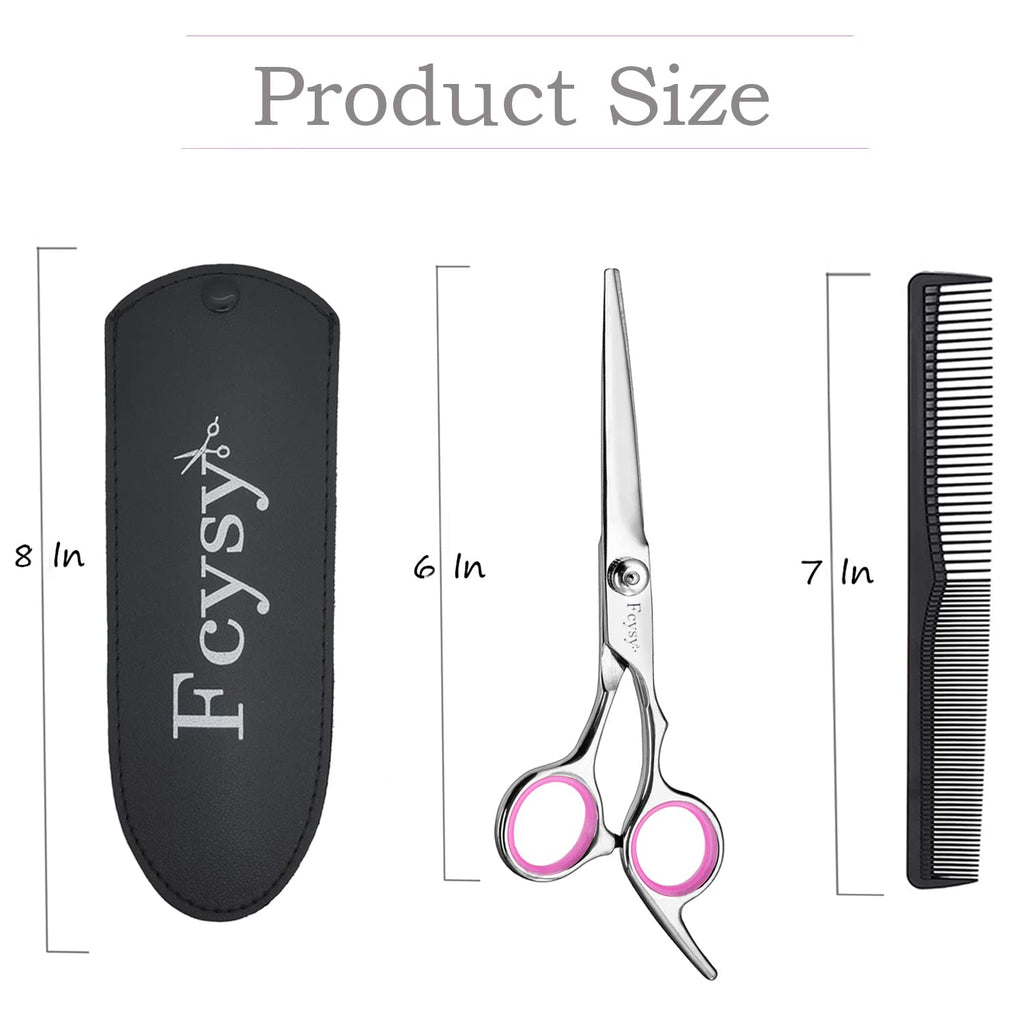 Fcysy Professional 6 Inch Haircut Scissors - Barber Shears with Comb, Salon Hair Shears for Men, Women & Pets