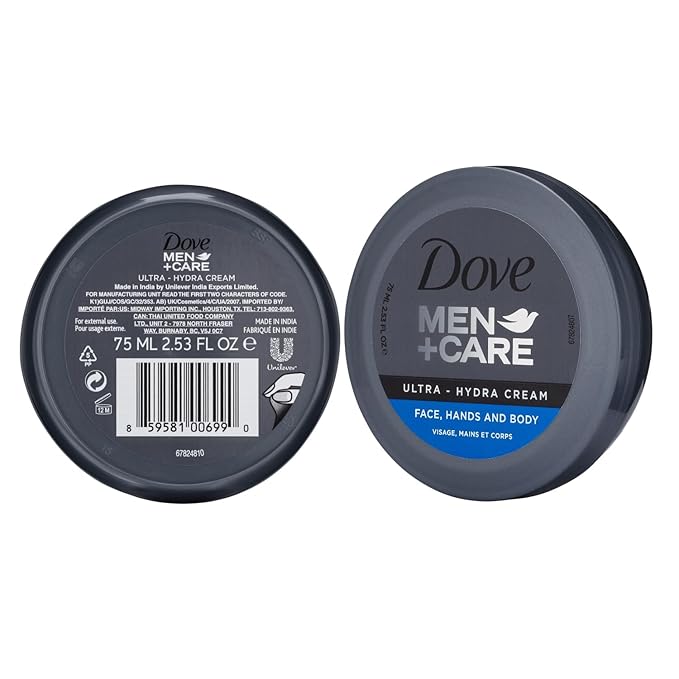 Dove Men+Care Ultra Hydra Cream - Lotion, 3-in-1 Advanced Skin Care for Men, Face Cream, Hand & Body Lotion for Dry Skin, 2.53 Fl Oz (Pack of 24)