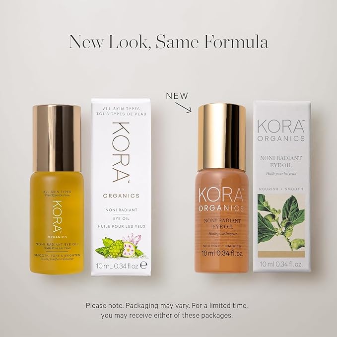 KORA Organics Noni Radiant Eye Oil with Rose Quartz Roller Ball Applicator, Under Eye Roller Serum That Helps Reduce Puffiness, Dark Circles & Wrinkles, Certified Organic, Cruelty Free, 0.34 fl oz