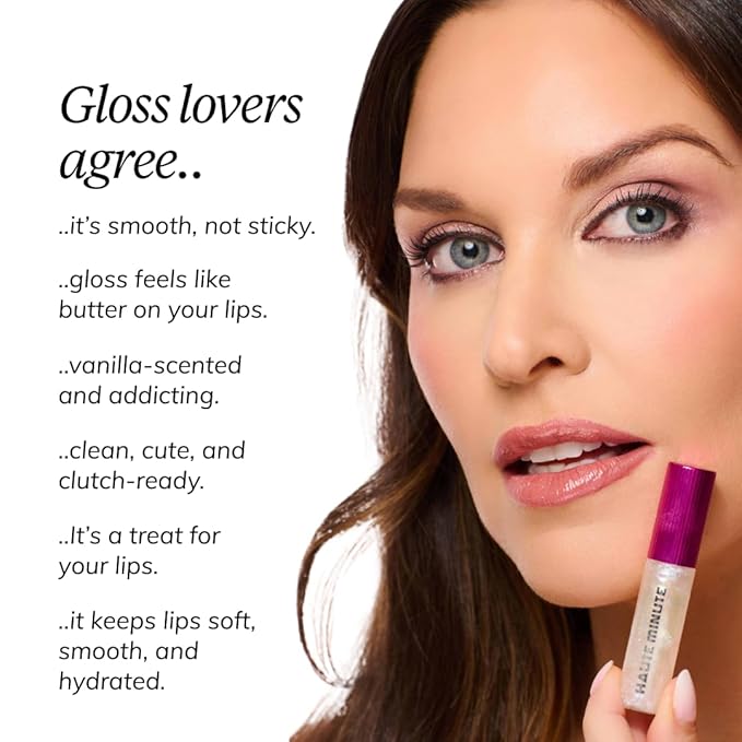 Haute Minute Makeup Mini Clutch Couture Lip Shine Gloss, Non-Sticky Lip Gloss, Vegan & Cruelty-free, High Shine Finish & Moisturizing - Starlight
