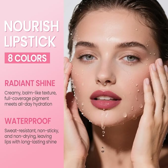 HHLTOH 2Pcs Honey Lipstick Tinted Lip Balm Set - Matte Tint Cream Lipsticks for All Skin Tones,Hydrating Lip Stain,Can be Buildable Nourishing Moisturizing Suitable for Women to Every Day Makeup 02&08